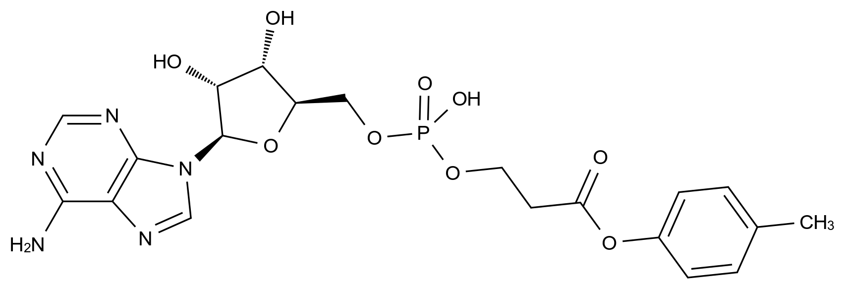 [125882-88-4]5'-O-{Hydroxy[3-(4-methylphenoxy)-3-oxopropoxy]phosphoryl}adenosine